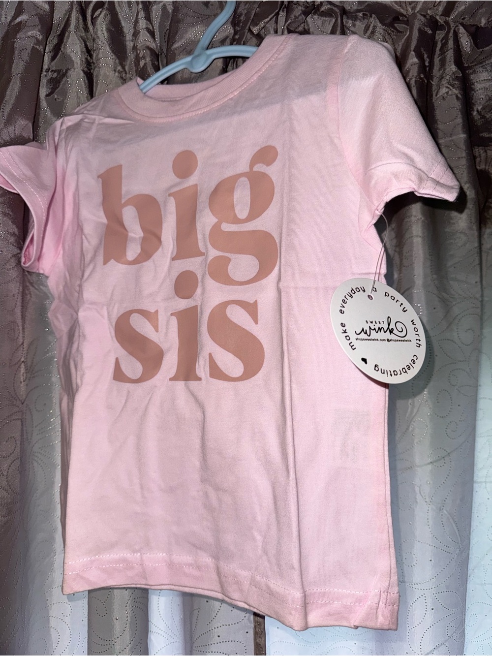 Big Sis Pink Graphic Tee for Kids